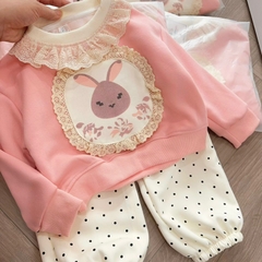 BỘ NỈ 2 DA THỎ HỒNG CHO BÉ