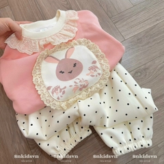 BỘ NỈ 2 DA THỎ HỒNG CHO BÉ