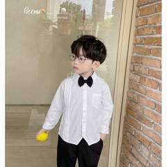BỘ SƠ MI CÔNG TỬ DÀI TAY KÈM NƠ CHO BÉ