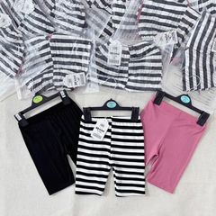 SET 3 QUẦN LEGGING ĐÙI ĐEN HỒNG KẺ