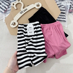 SET 3 QUẦN LEGGING ĐÙI ĐEN HỒNG KẺ