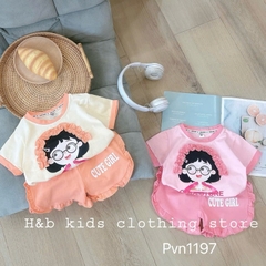 BỘ COTTON CỘC TAY IN HÌNH CÔ GÁI