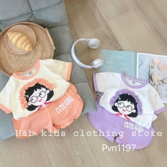 BỘ COTTON CỘC TAY IN HÌNH CÔ GÁI
