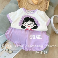 BỘ COTTON CỘC TAY IN HÌNH CÔ GÁI