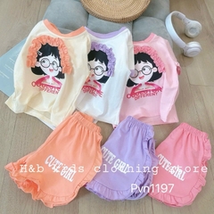 BỘ COTTON CỘC TAY IN HÌNH CÔ GÁI