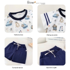 BỘ CỘC TAY IN TRÀN GẤU THUỶ THỦ CHO BÉ