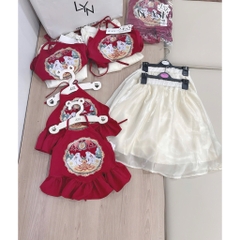 SET YẾM ĐỎ MIX CHÂN VÁY SIÊU XINH CHO BÉ