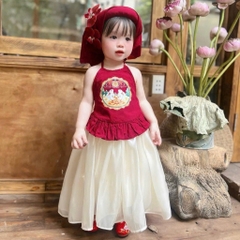 SET YẾM ĐỎ MIX CHÂN VÁY SIÊU XINH CHO BÉ