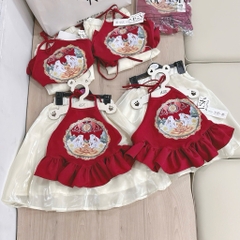 SET YẾM ĐỎ MIX CHÂN VÁY SIÊU XINH CHO BÉ