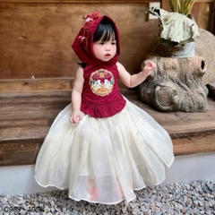 SET YẾM ĐỎ MIX CHÂN VÁY SIÊU XINH CHO BÉ