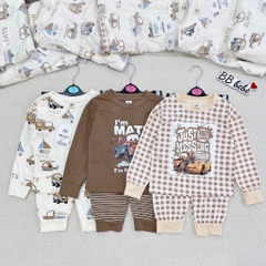 SET 3 BỘ DÀI TAY Ô TÔ NÂU CHO BÉ