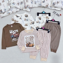 SET 3 BỘ DÀI TAY Ô TÔ NÂU CHO BÉ