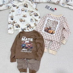 SET 3 BỘ DÀI TAY Ô TÔ NÂU CHO BÉ