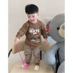 SET 3 BỘ DÀI TAY Ô TÔ NÂU CHO BÉ