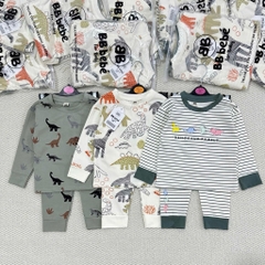 SET 3 BỘ DÀI TAY KHỦNG LONG KẺ XANH BE
