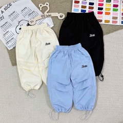 SET 3 QUẦN GIÓ ĐEN BE XANH THÊU CHỮ CHO BÉ