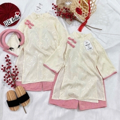 ÁO DÀI LỤA GẤM TONE VÀNG MƠ SIÊU XINH