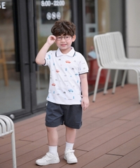 BỘ POLO CỘC TAY IN TRÀN Ô TÔ CHO BÉ