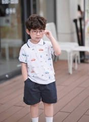 BỘ POLO CỘC TAY IN TRÀN Ô TÔ CHO BÉ