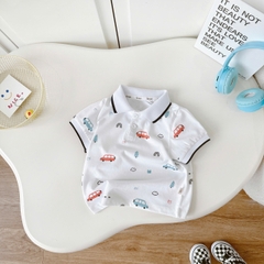 BỘ POLO CỘC TAY IN TRÀN Ô TÔ CHO BÉ