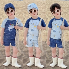 BỘ BƠI CỘC TAY KÈM MŨ IN HÌNH SHARK CHO BÉ