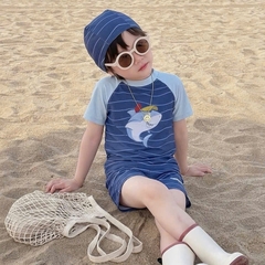 BỘ BƠI CỘC TAY KÈM MŨ IN HÌNH SHARK CHO BÉ