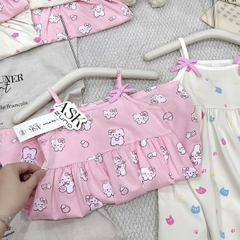 SET 2 VÁY HAI DÂY TONE BE HỒNG CHO BÉ