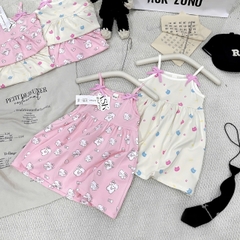 SET 2 VÁY HAI DÂY TONE BE HỒNG CHO BÉ