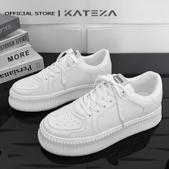 Giày thể thao nam KATEZA66 da trắng tăng chiều cao unisex cao cấp đế răng cưa phong cách năng động trẻ trung