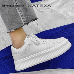Giày thể thao nam KATEZA66 da trắng tăng chiều cao unisex cao cấp đế răng cưa phong cách năng động trẻ trung