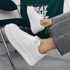 Giày thể thao nam KATEZA66 da trắng tăng chiều cao unisex cao cấp đế răng cưa phong cách năng động trẻ trung