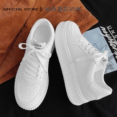 Giày thể thao nam KATEZA66 da trắng tăng chiều cao unisex cao cấp đế răng cưa phong cách năng động trẻ trung