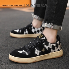 Giày nam thể thao KATEZA89 kẻ caro chất canvas phối da lộn thoáng khí nhẹ êm cá tính năng động dễ phối đồ