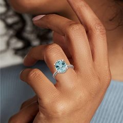 Nhẫn Oval Aquamarine Statement