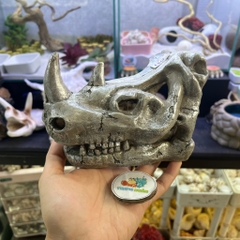 Mô hình sọ tê giác một sừng màu xám bạc làm hang trú và trang trí cho chuồng nuôi ốc mượn hồn, bò sát nhỏ