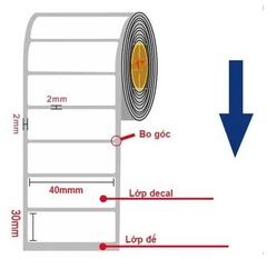 GIẤY IN MÃ VẠCH 1 TEM (30mmX40mm) 25 mét (CUỘN)