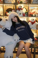 2064 - Áo Sweater New Era New York Yankee Xanh Navy Bo Trắng Đen [HÀNG CHÍNH HÃNG]