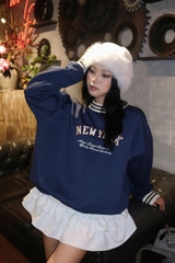2064 - Áo Sweater New Era New York Yankee Xanh Navy Bo Trắng Đen [HÀNG CHÍNH HÃNG]