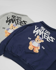 2257 - Áo Sweater New Era Quater Zipper NY New York Yankees Gấu Trắng Xám [HÀNG CHÍNH HÃNG]