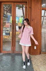 2685 - Áo Polo New Era NY Cruise Hồng Sọc [HÀNG CHÍNH HÃNG]