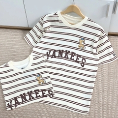 2250 - Áo New Era Yankee Gấu Trắng Kem Sọc Nâu [HÀNG CHÍNH HÃNG]