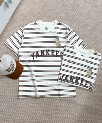 2250 - Áo New Era Yankee Gấu Trắng Kem Sọc Nâu [HÀNG CHÍNH HÃNG]