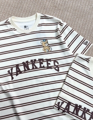 2250 - Áo New Era Yankee Gấu Trắng Kem Sọc Nâu [HÀNG CHÍNH HÃNG]