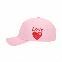 436 -  Nón MLB Unstructured Ball cap - Hồng - Ny Trắng Love Tim Đỏ [HÀNG CHÍNH HÃNG]