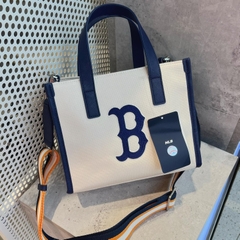 443 -  Túi MLB Canvas Basic Big Logo Small Tote Bag - Cream Blue - Code 3AORS062N-43CRS [HÀNG CHÍNH HÃNG]