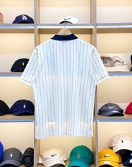 2161 - Áo Polo New Era NY Trắng Kem Sọc Xanh Navy [HÀNG CHÍNH HÃNG]