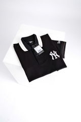 2126 - Áo Polo New Era NY Đen Cổ Trắng Viền Nâu [HÀNG CHÍNH HÃNG]