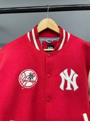 2073 - Áo Bomber New Era Nỉ Varsity NY New York Yankee Đỏ Tay Trắng [HÀNG CHÍNH HÃNG]
