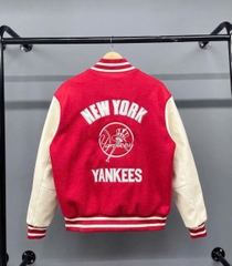 2073 - Áo Bomber New Era Nỉ Varsity NY New York Yankee Đỏ Tay Trắng [HÀNG CHÍNH HÃNG]