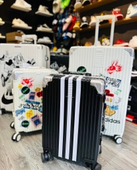 724 -  Vali Adidas Đen Sọc Trắng - Size Cabin 22 Xách Tay - Đen [HÀNG CHÍNH HÃNG]